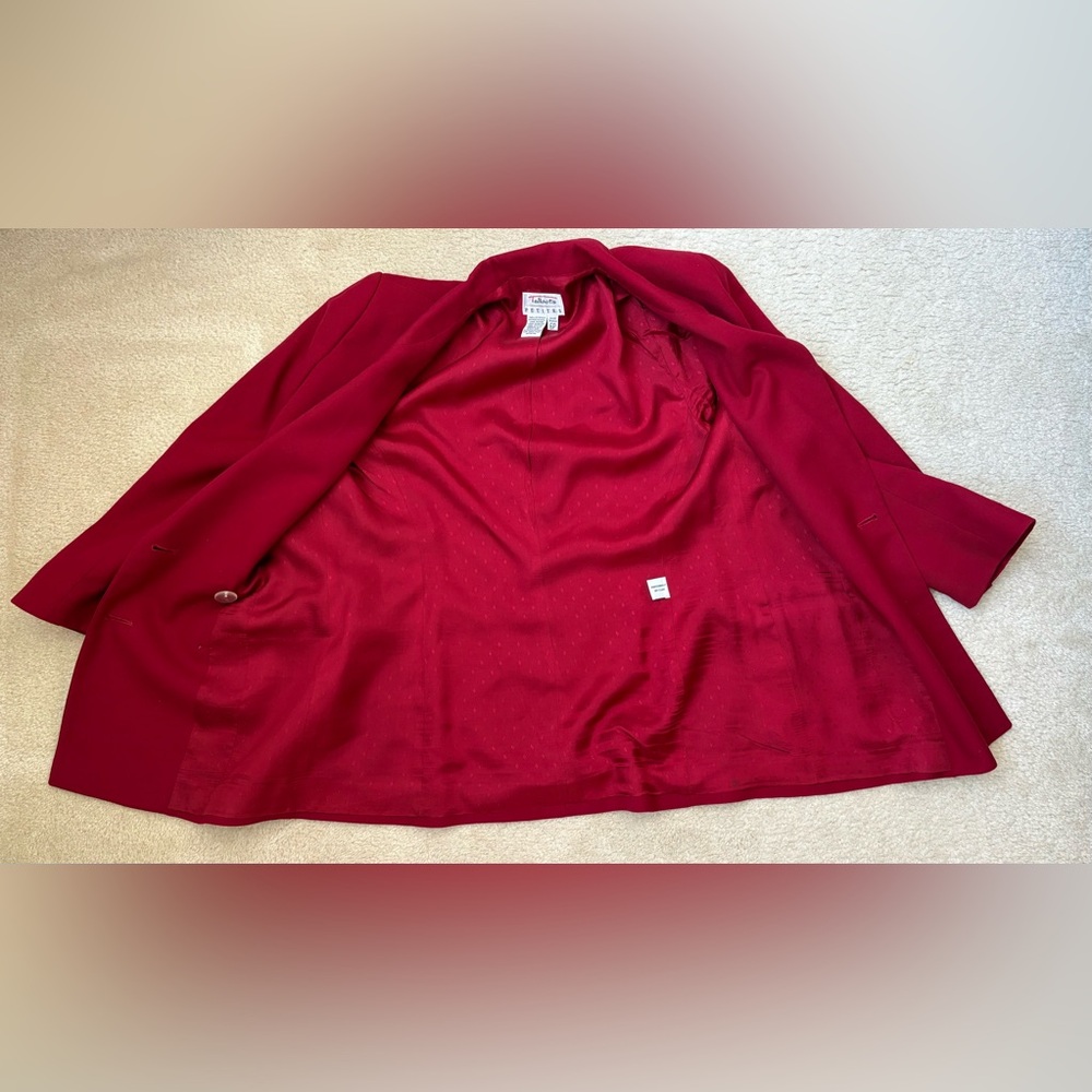Vintage Talbots red double breasted 100% worsted wool blazer gold buttons, sz 6P - Picture 5 of 8